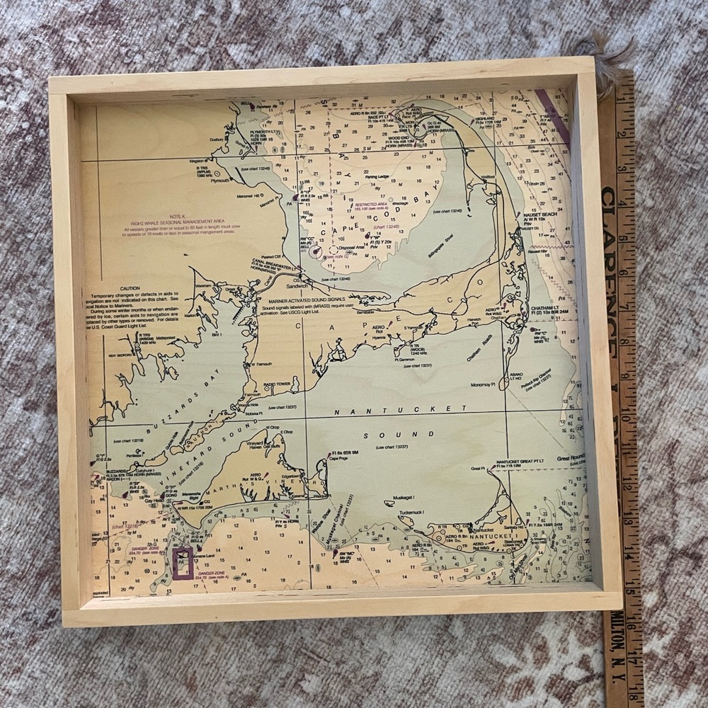 Handmade Framed Cape Cod Nautical Map Wall Art/Tray